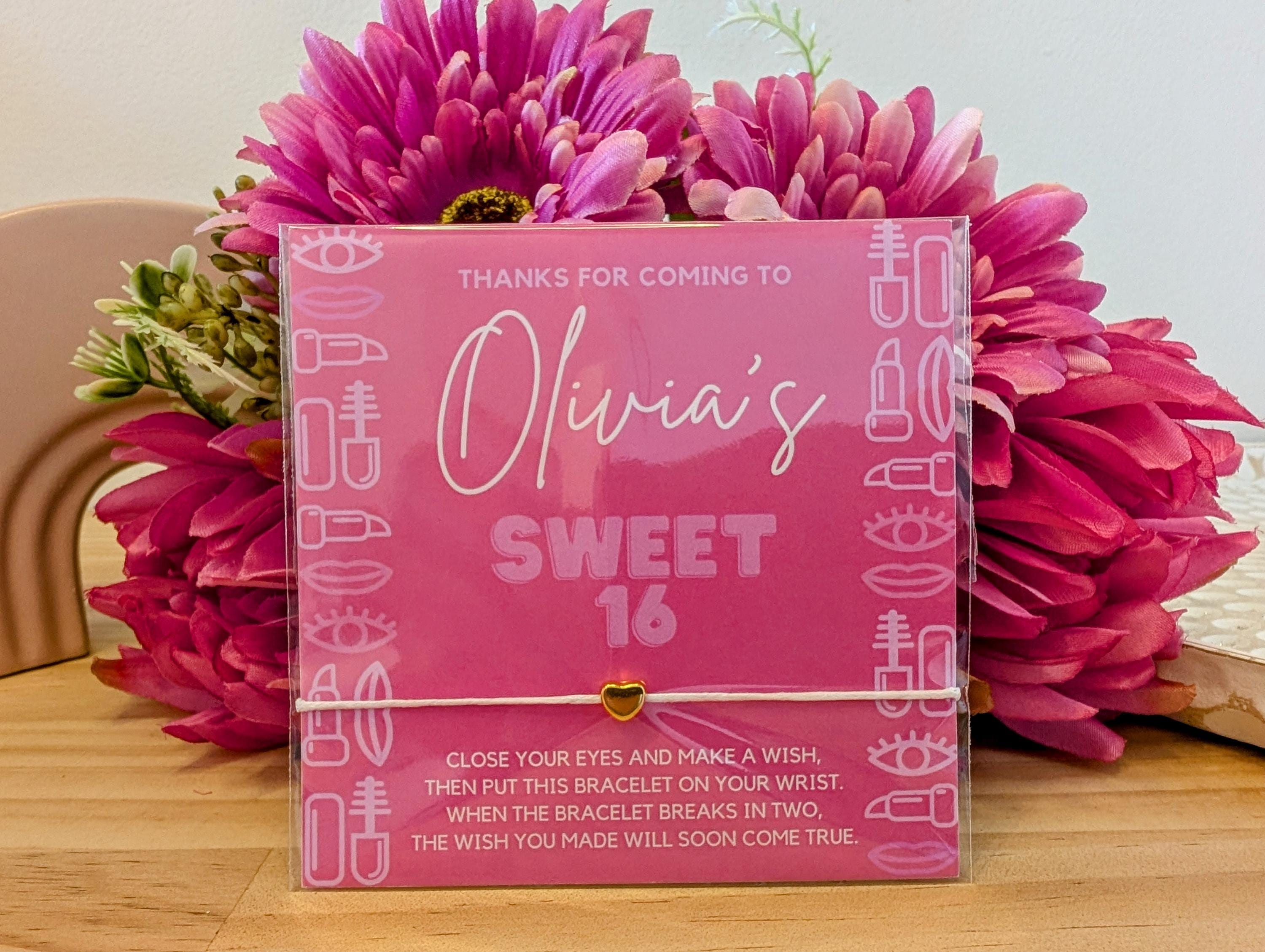 Personalized Sweet 16 Wish Bracelet Favors