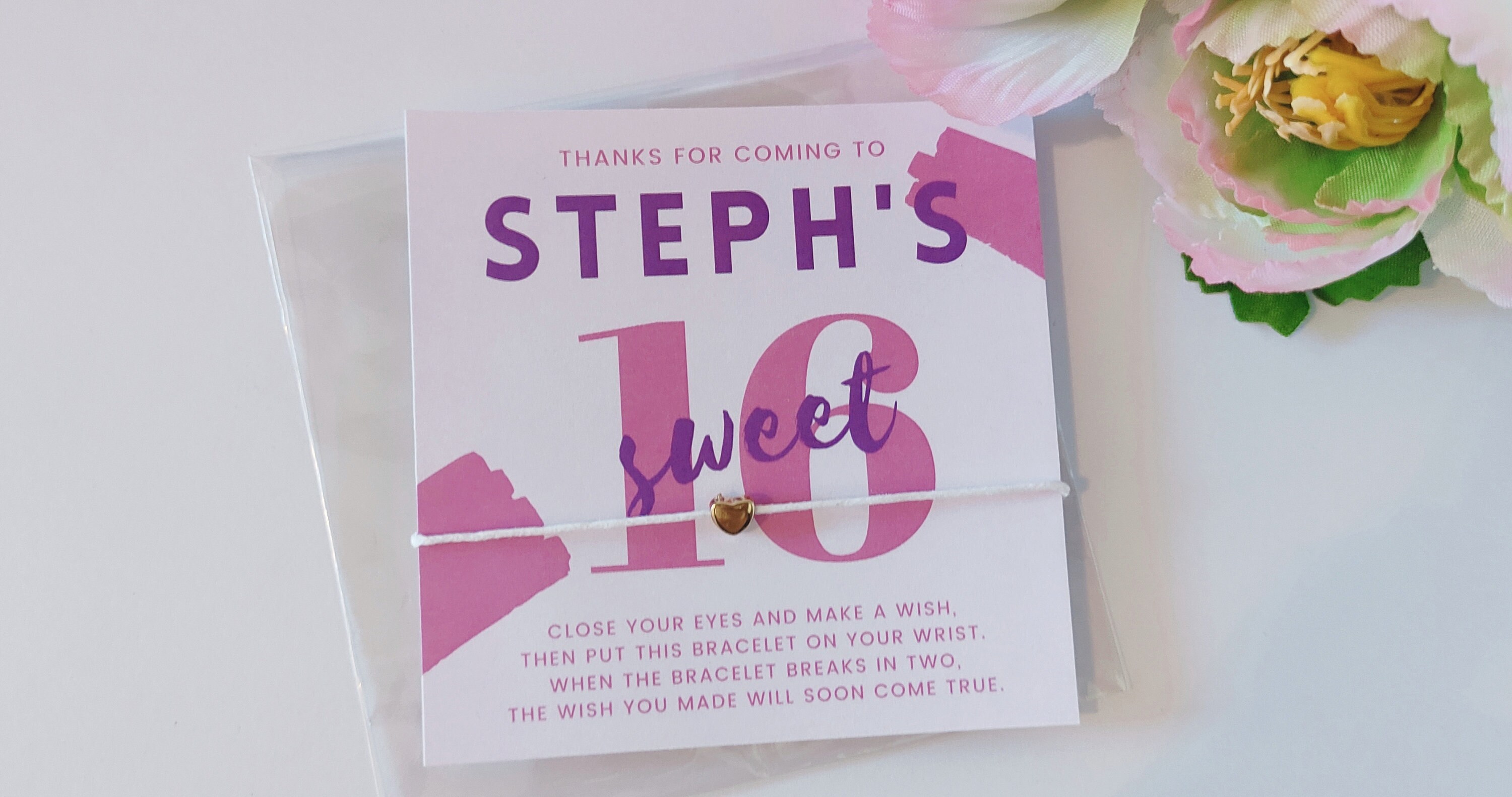 Personalized Sweet 16 Wish Bracelet Favors