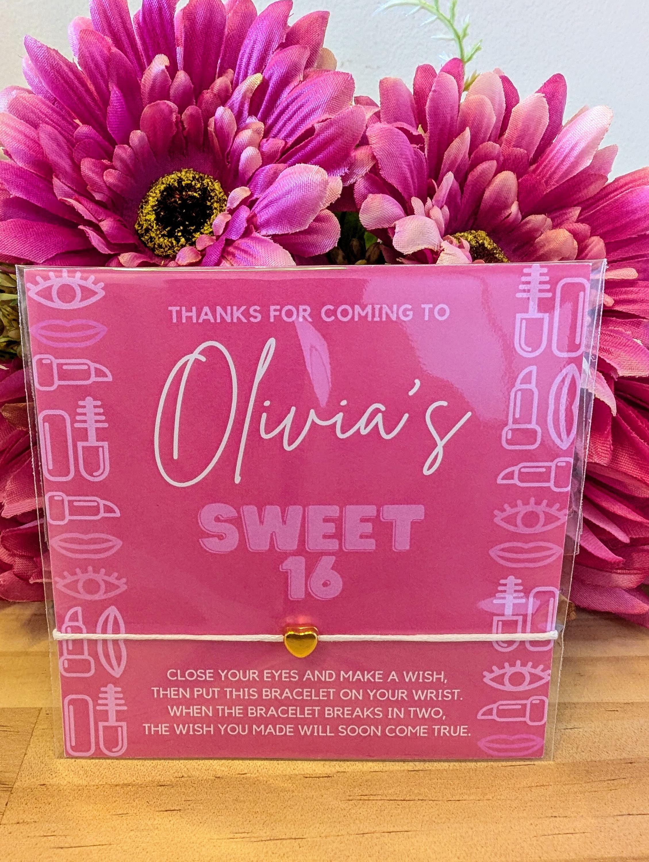 Personalized Sweet 16 Wish Bracelet Favors