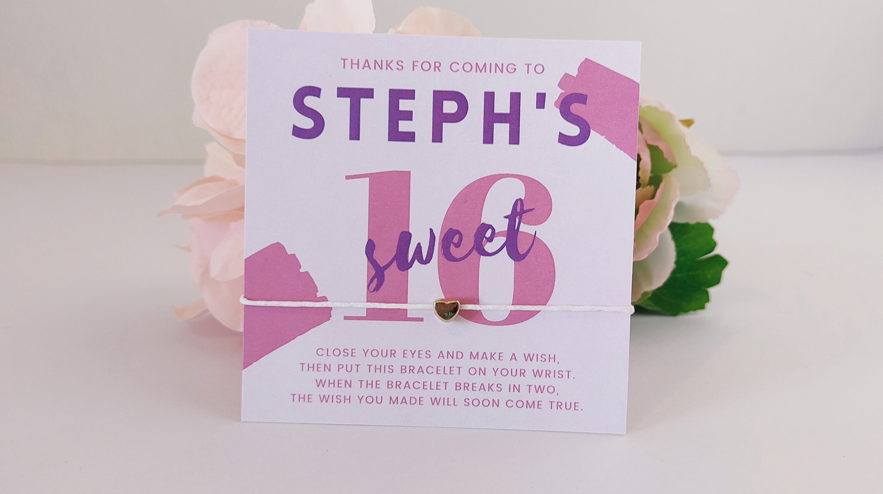 Personalized Sweet 16 Wish Bracelet Favors