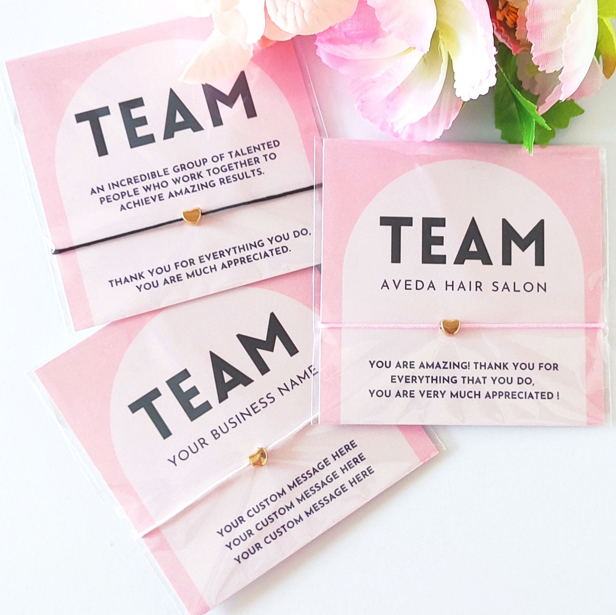 Personalized Team Appreciation Bracelet Cards
