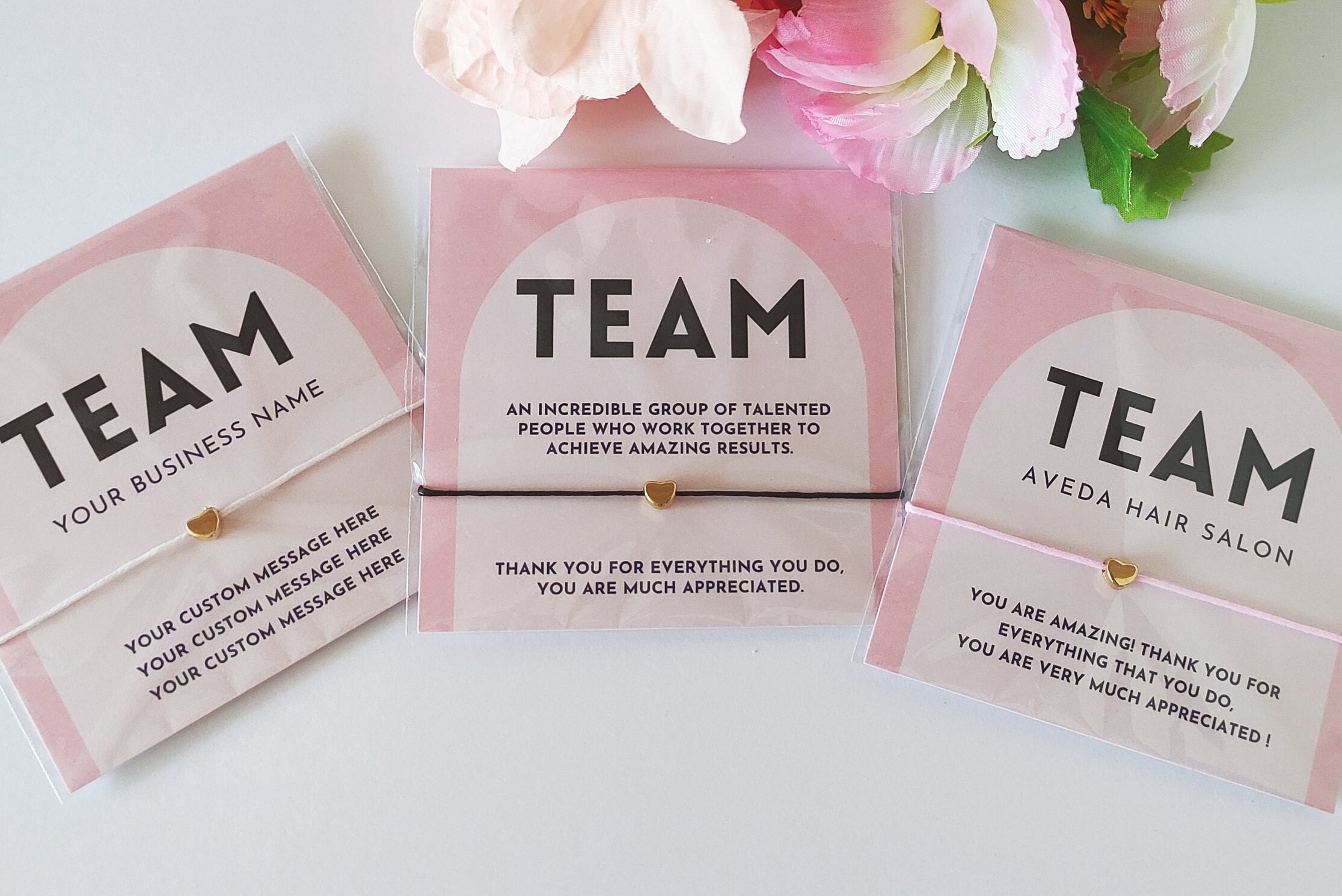 Personalized Team Appreciation Bracelet Cards