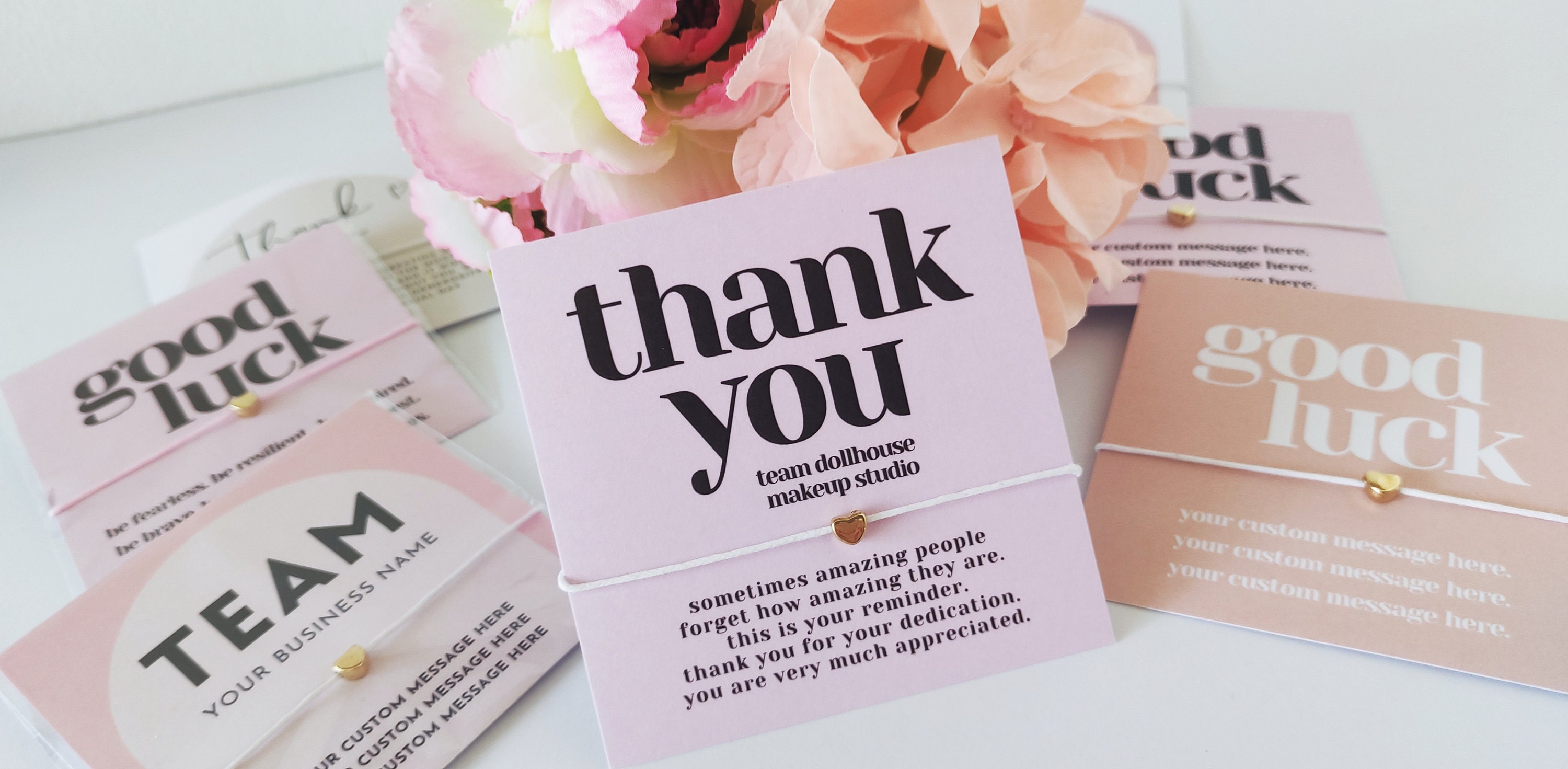 Personalized Team Thank You Bracelet Cards