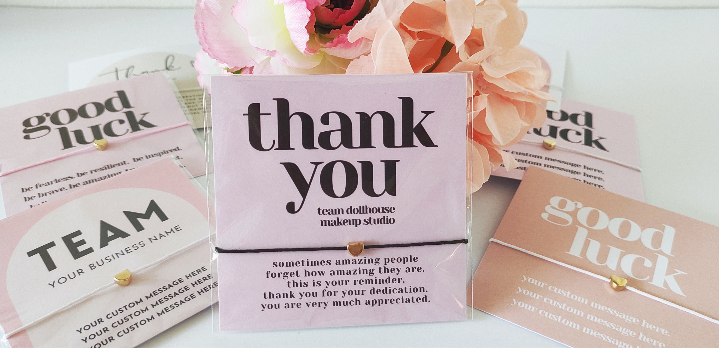 Personalized Team Thank You Bracelet Cards