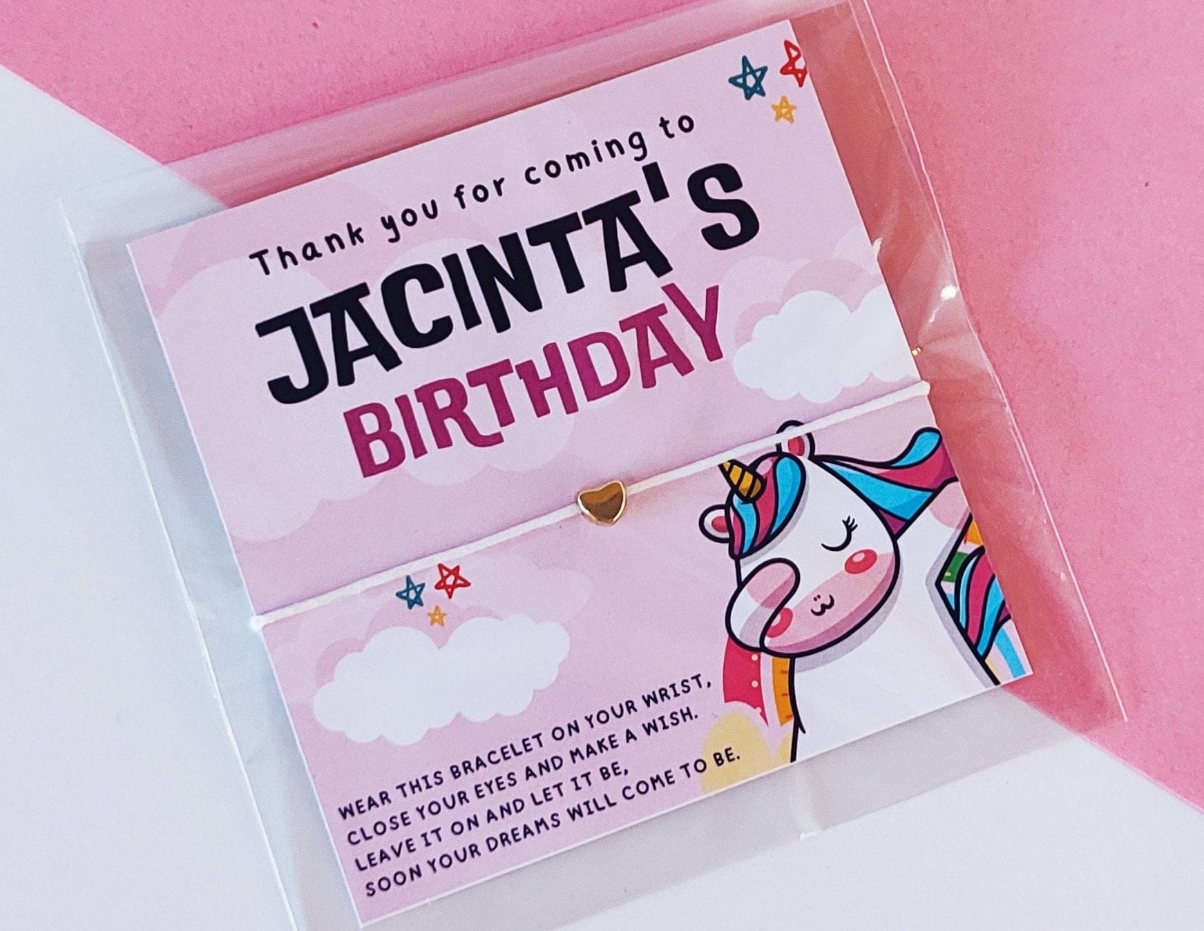 Personalized Unicorn Birthday Wish Bracelet Favors