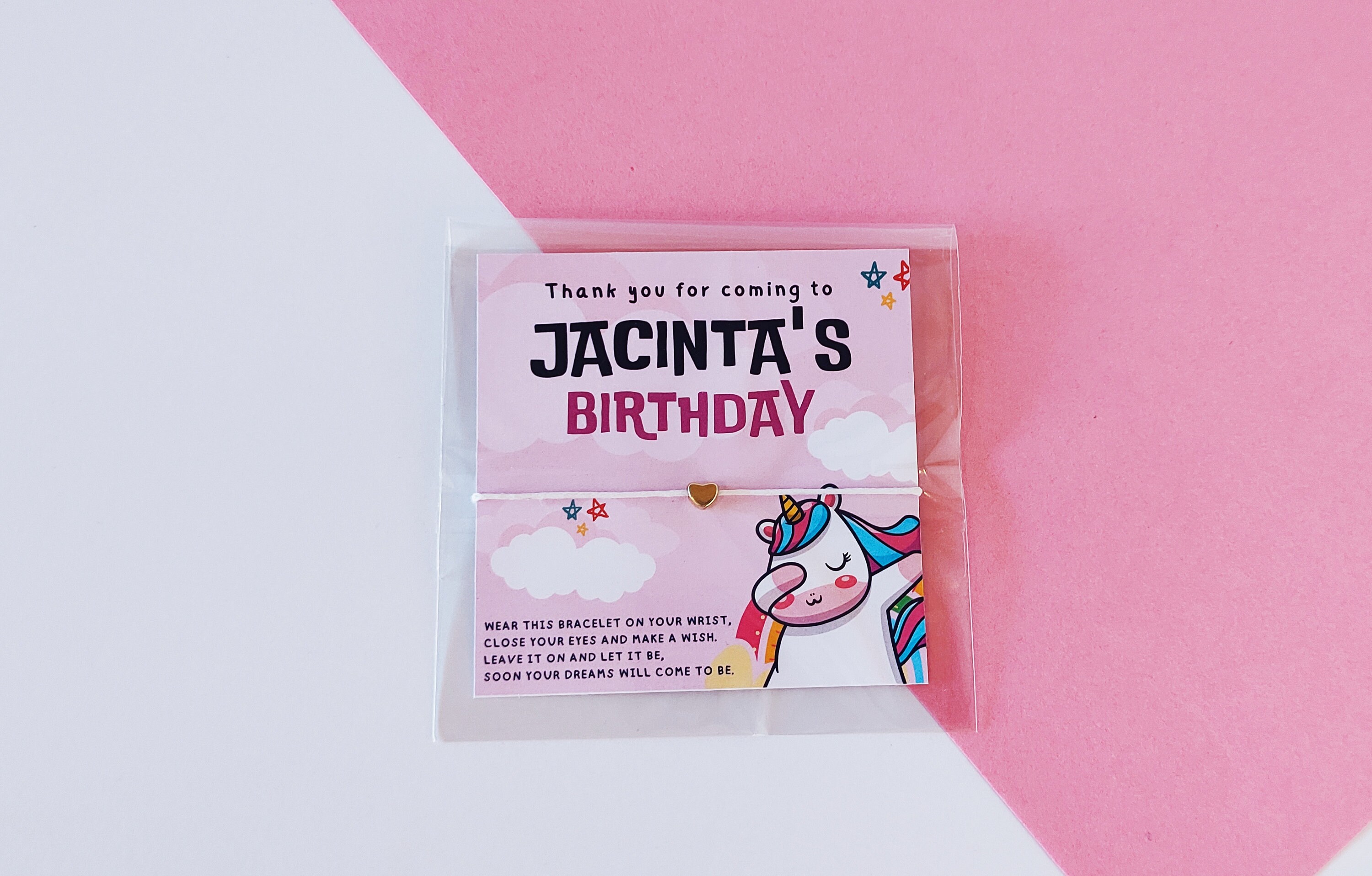 Personalized Unicorn Birthday Wish Bracelet Favors