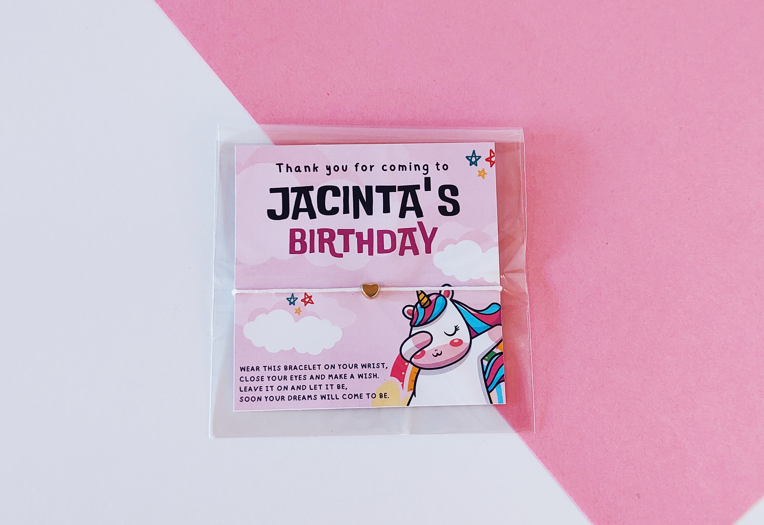 Personalized Unicorn Birthday Wish Bracelet Favors