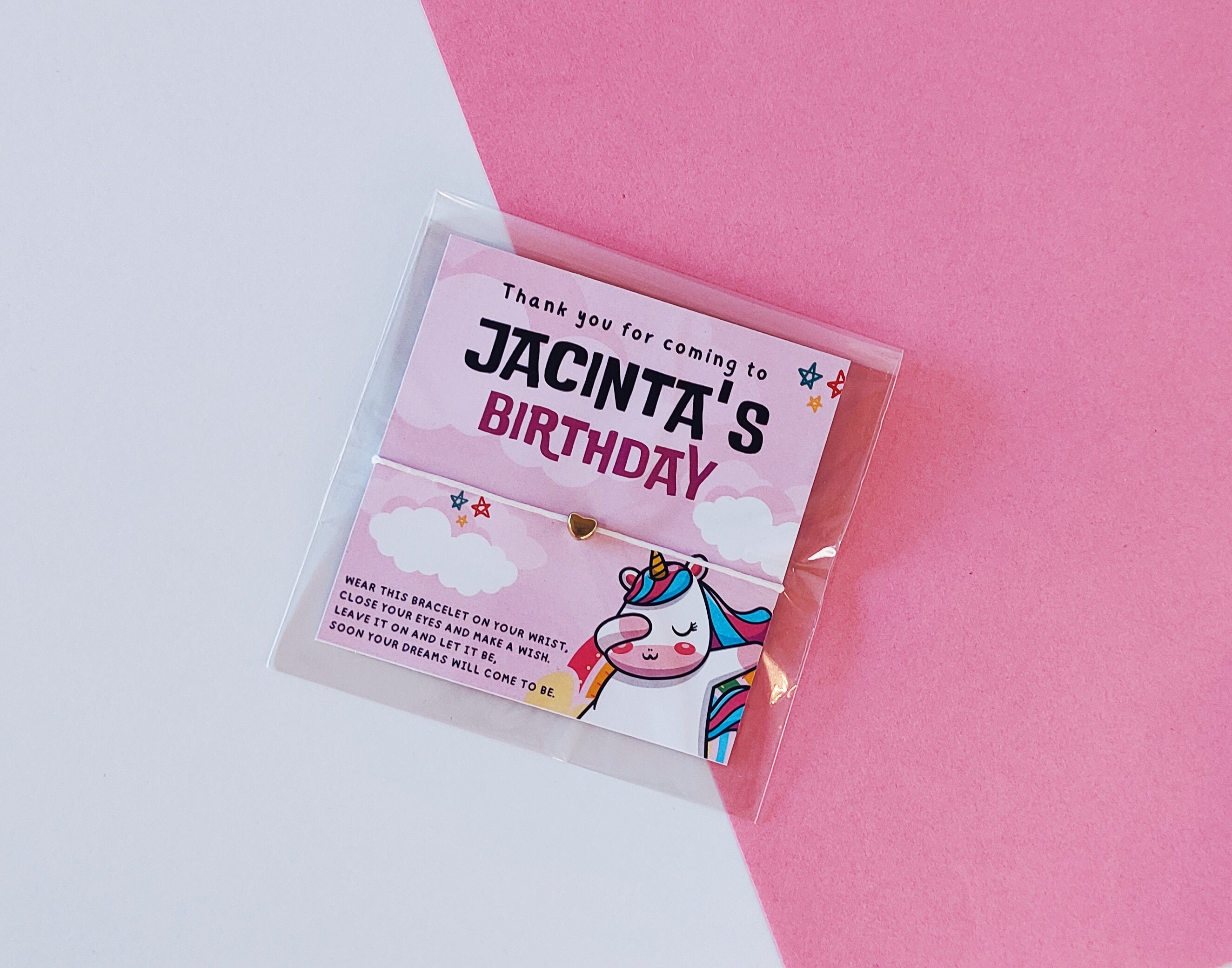 Personalized Unicorn Birthday Wish Bracelet Favors