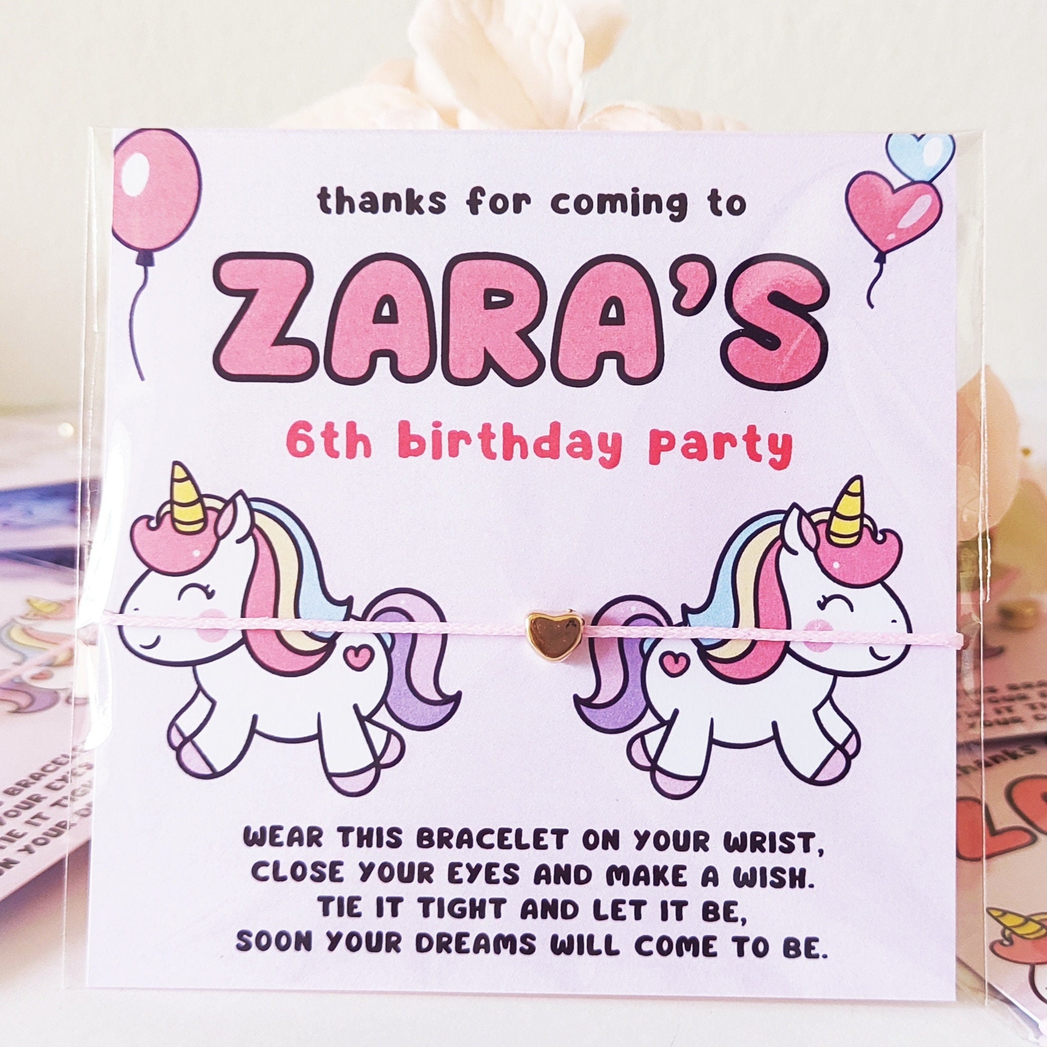 Personalized Unicorn Wish Bracelet Favors