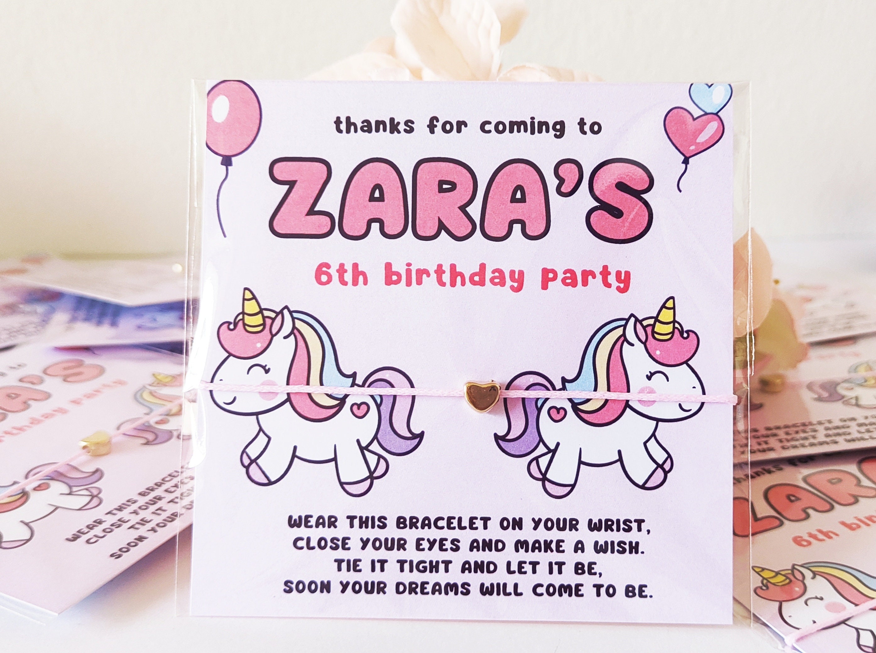 Personalized Unicorn Wish Bracelet Favors