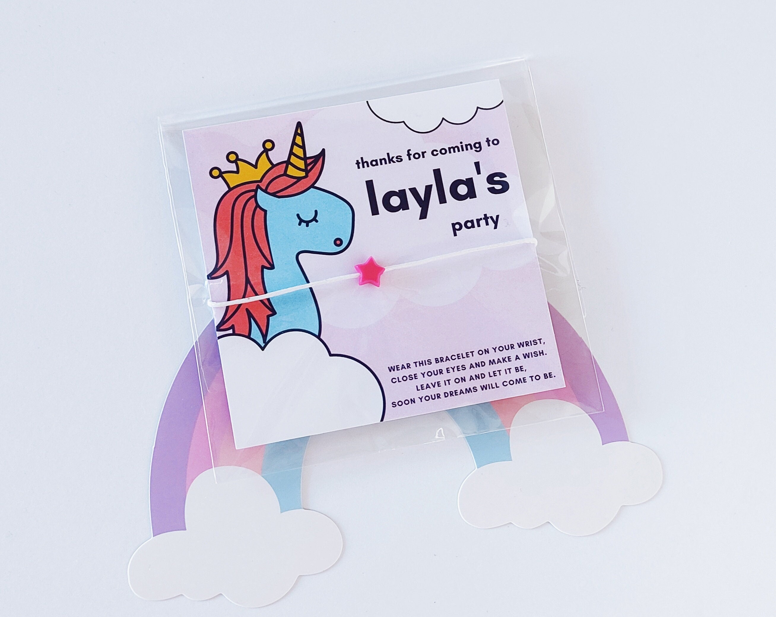 Personalized Unicorn Wish Bracelet Party Favors