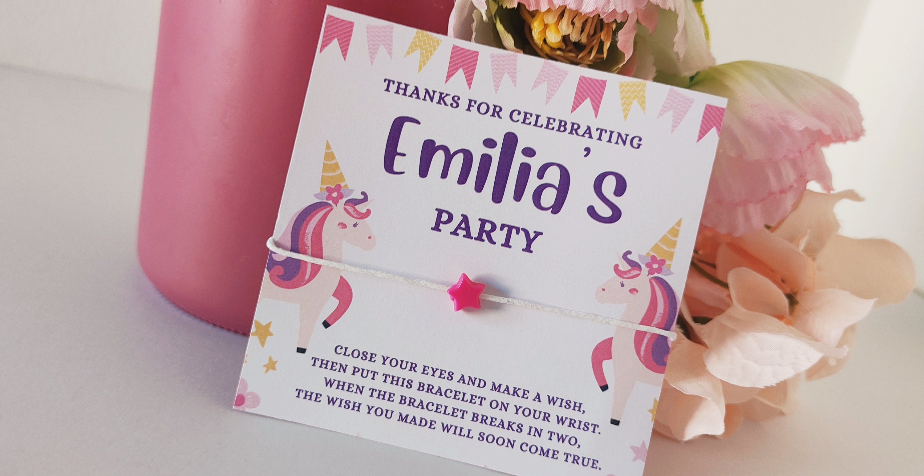 Personalized Unicorn Wish Bracelet Party Favors