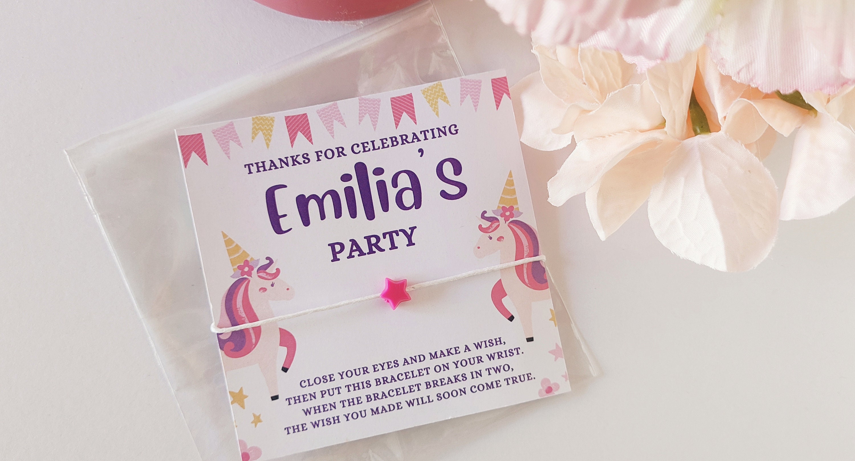 Personalized Unicorn Wish Bracelet Party Favors