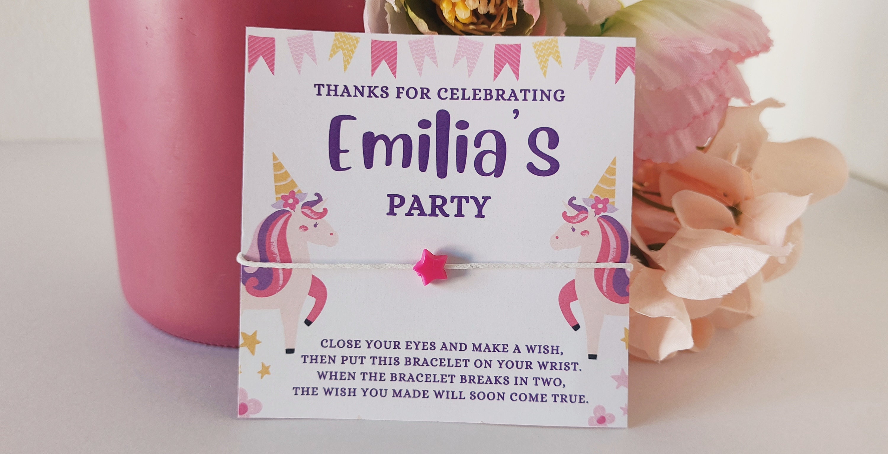 Personalized Unicorn Wish Bracelet Party Favors