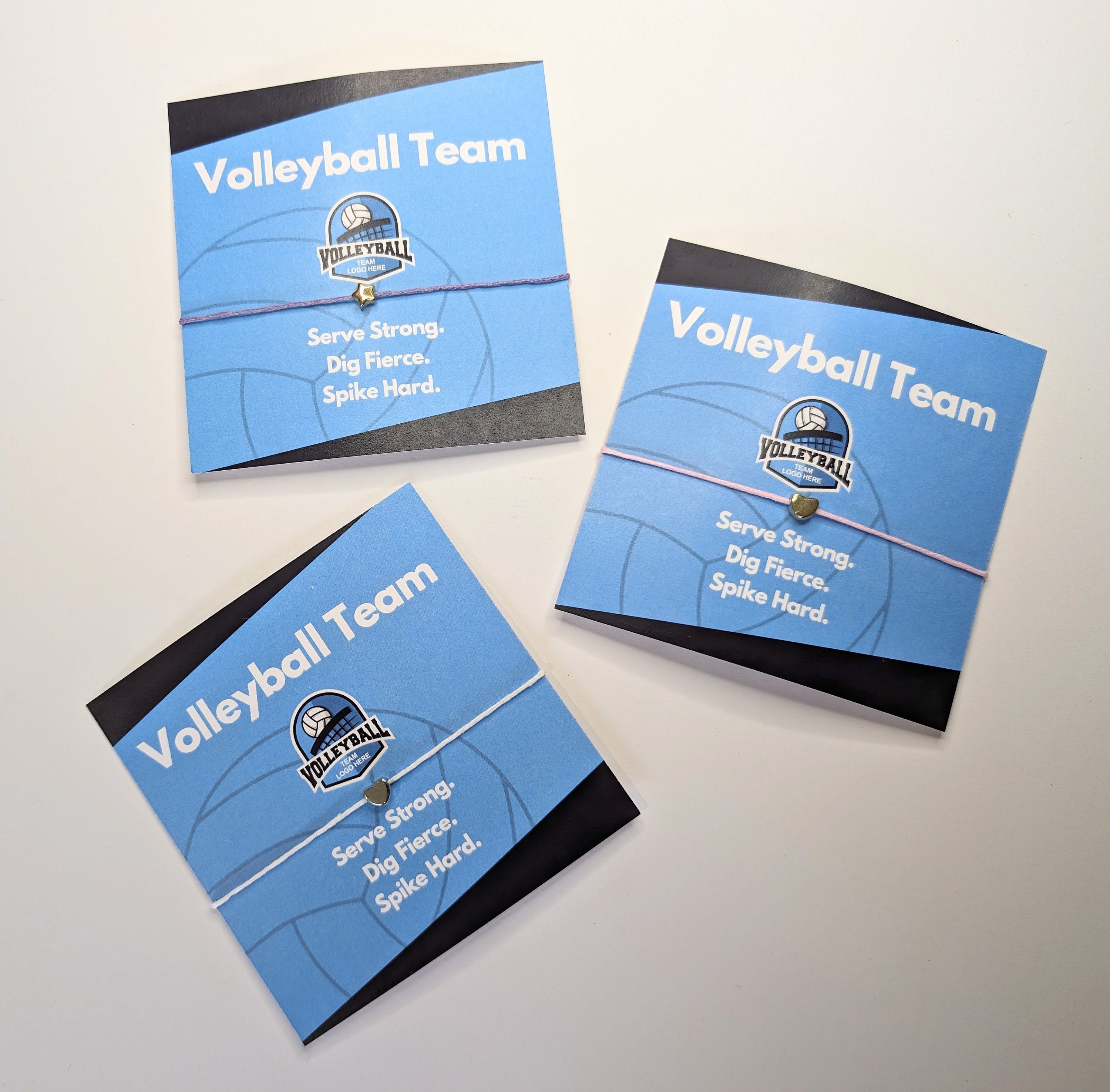 Personalized Volleyball Team Bracelet Cards