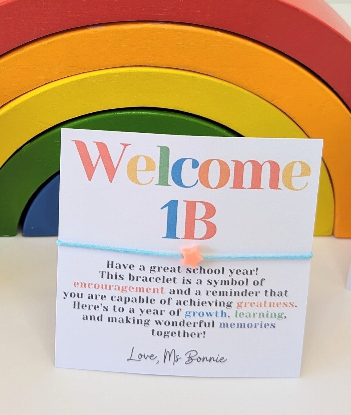 Personalized Welcome Back to School Wish Bracelet Cards