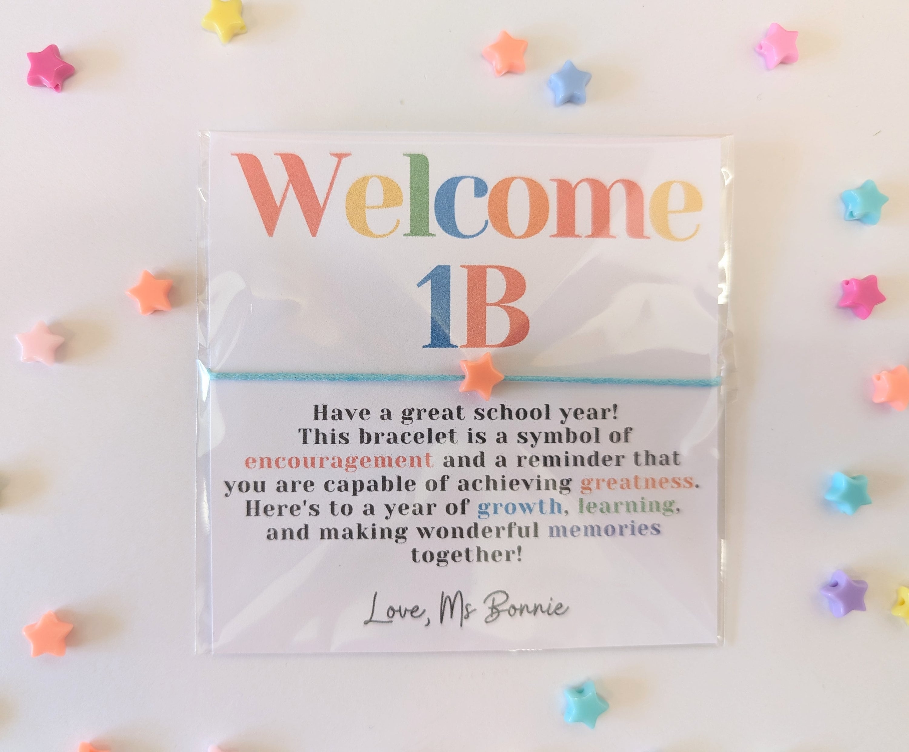 Personalized Welcome Back to School Wish Bracelet Cards