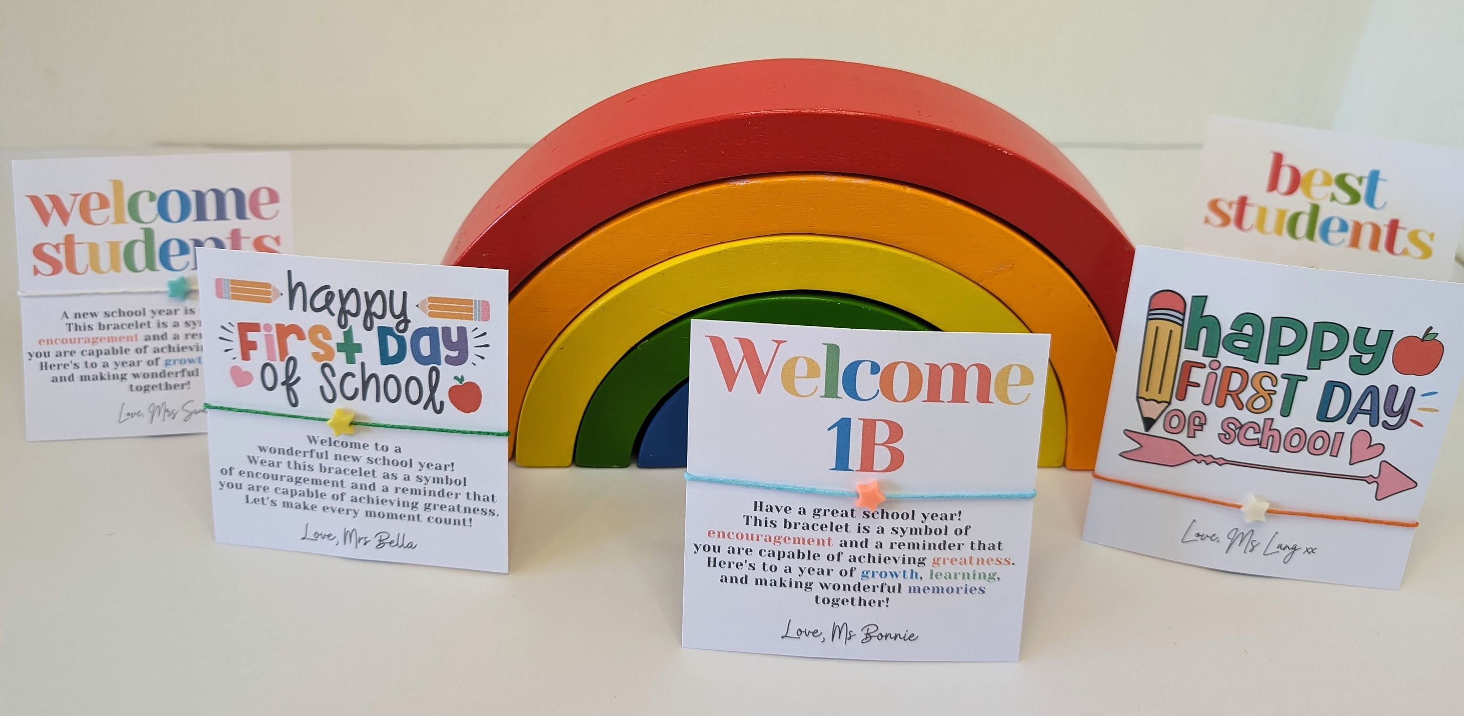Personalized Welcome Back to School Wish Bracelet Cards